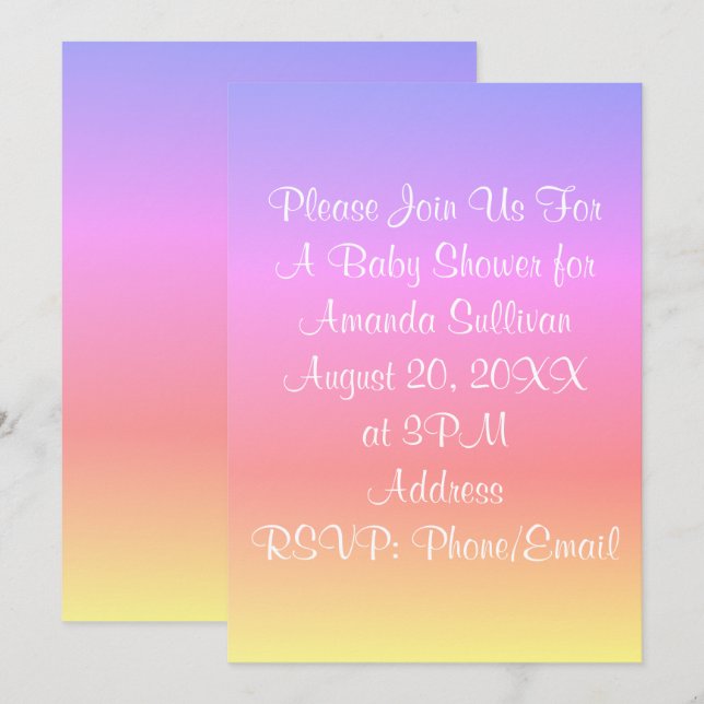 Invitación Púrpura azul rosa negro arcoiris pastoral 4Amand (Anverso / Reverso)