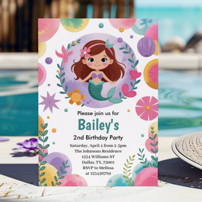 Invitación Púrpura bajo la sirena de la sirena del segundo cu (Subido por el creador)