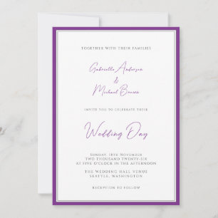 Invitación Púrpura Blanco Tradicional Simple Elegante Lavanda