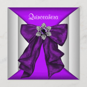 Invitación Púrpura Bow Morado Quinceanera