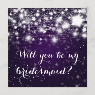 Invitación Púrpura brillante Estrellas Serás Mi Novia
