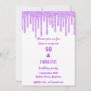 Invitación Púrpura Cera De Espárragos 50 Y Fabuloso Cumpleaño