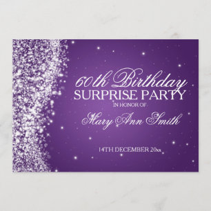 Invitación Púrpura chispeante de la onda de la fiesta de