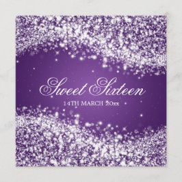 Invitación Púrpura chispeante de la onda del fiesta del dulce