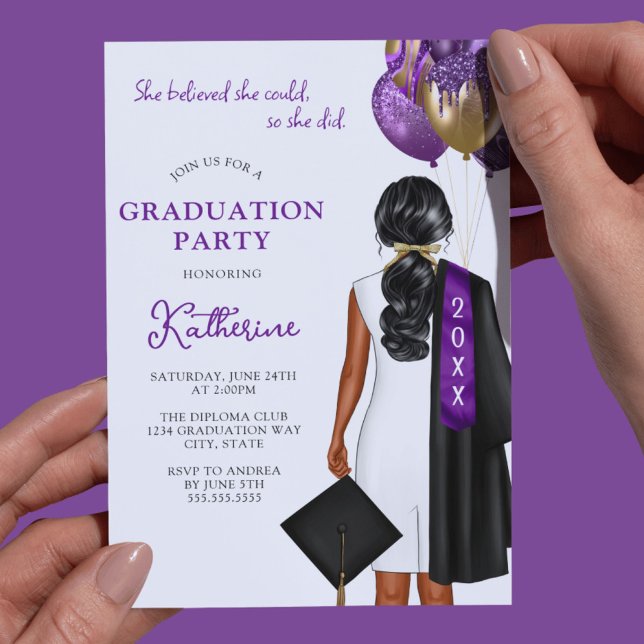 Invitación Púrpura Creía Que Podía Graduarse De Partido (Subido por el creador)