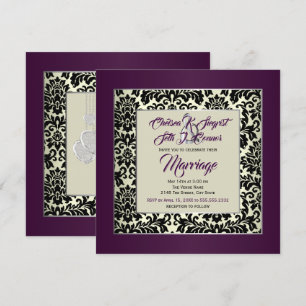 Invitación Púrpura, crema y negro del ciruelo