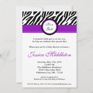 invitación púrpura de Baby Shower del estampado de