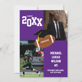 Invitación púrpura de deportes de graduación de fú