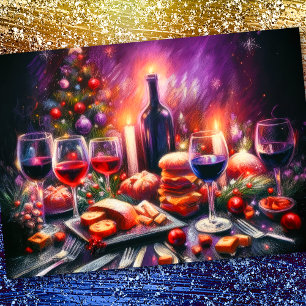 Invitación Púrpura de dibujo del Pastel de fiestas de vacacio