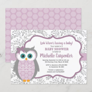 Invitación púrpura de ducha chica lechal