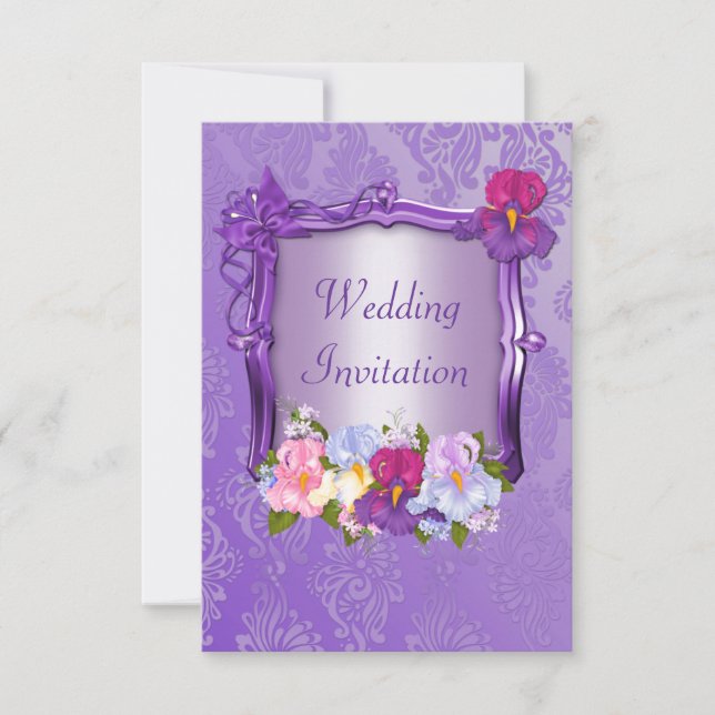 Invitación púrpura de la boda (Anverso)
