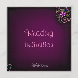 Invitación púrpura de la boda de la flor