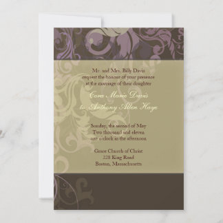 Invitación púrpura de la boda de Victoria