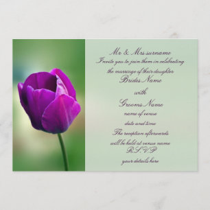 Invitación púrpura de la boda del tulipán