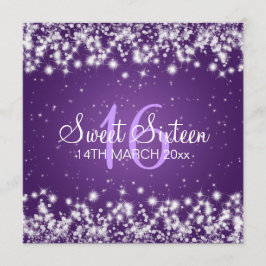 Invitación Púrpura de la chispa del invierno del fiesta del