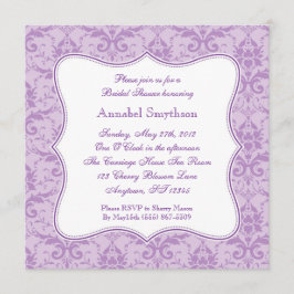 Invitación púrpura de la elegancia del damasco