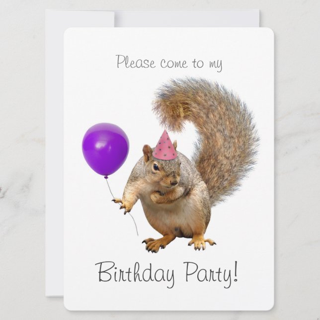 Invitación púrpura de la fiesta de cumpleaños del (Anverso)