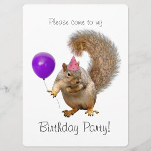 Invitación púrpura de la fiesta de cumpleaños del