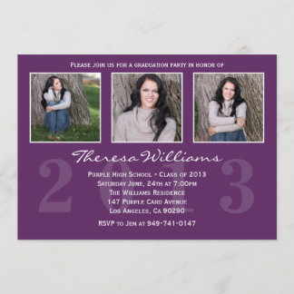 Invitación púrpura de la graduación