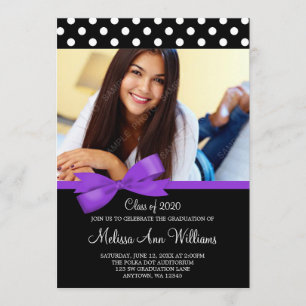 Invitación púrpura de la graduación de la foto del