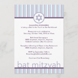 Invitación púrpura de Mitzvah del palo de las
