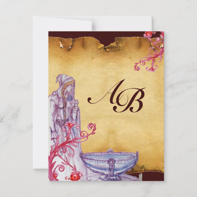 Invitación Púrpura de pergamino VIVIEN MONOGRAM (Anverso)