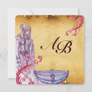Invitación Púrpura de pergamino VIVIEN MONOGRAM