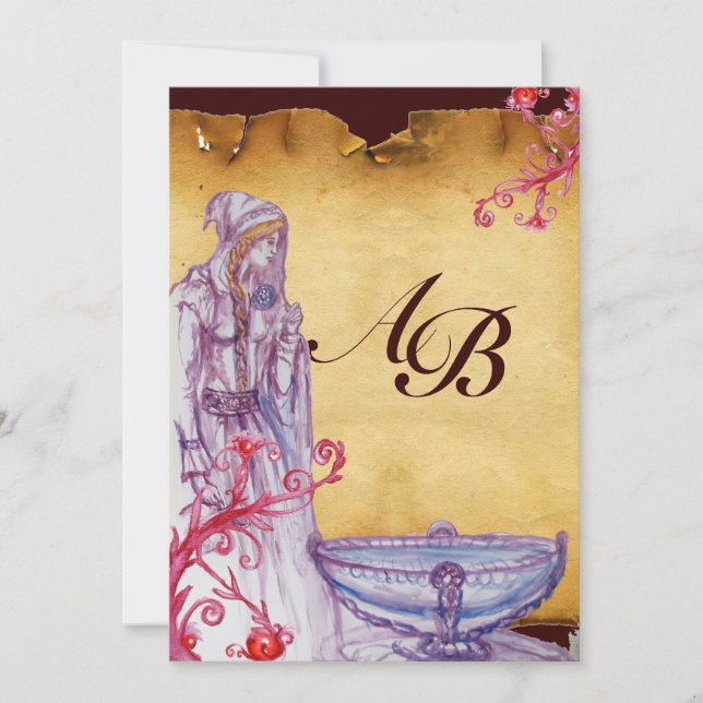 Invitación Púrpura de pergamino VIVIEN MONOGRAM (Anverso)