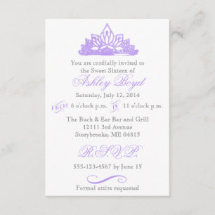 Invitación púrpura de princesa Sweet dieciséis