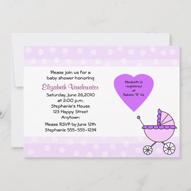 Invitación púrpura del carro de la invitación de (Anverso)