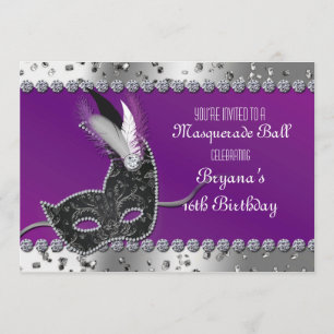 Invitación púrpura del cumpleaños de la plata del