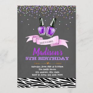Invitación púrpura del cumpleaños del fiesta del
