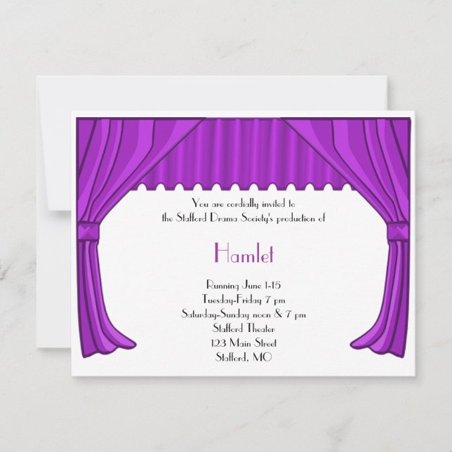 Invitación púrpura del drama y del teatro (Anverso)