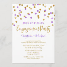Invitación púrpura del fiesta de compromiso del