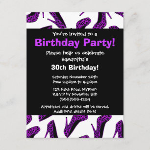 Invitación púrpura del fiesta de la impresión de