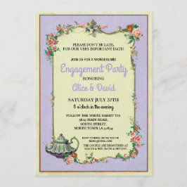 Invitación Púrpura del fiesta del par de la tetera del