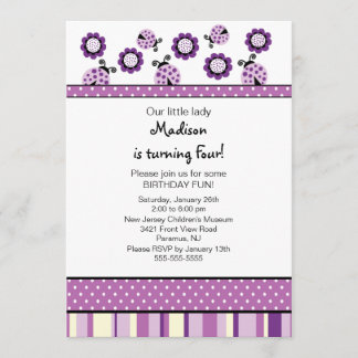 Invitación púrpura dulce del cumpleaños de las