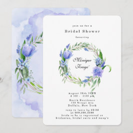 Invitación Púrpura Dusty Blue Hyacinin Peony Bridal Shower
