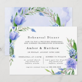 Invitación Púrpura Dusty Blue Hyacinin Peony Ensayo Cena