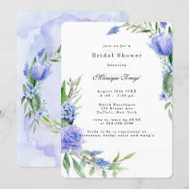 Invitación Púrpura Dusty Blue Hyacinths Peony Bridal Shower