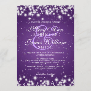 Invitación Púrpura elegante de la chispa del invierno de la