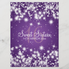 Invitación Púrpura elegante de la chispa del invierno del