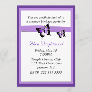 Invitación púrpura elegante del cumpleaños de las