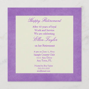 invitación púrpura elegante del fiesta de retiro