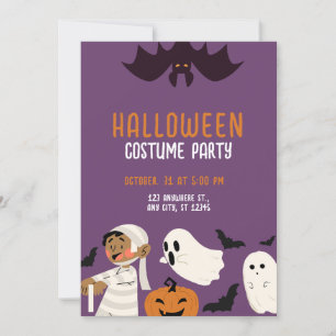 Invitación Púrpura Fiesta de disfraces de Halloween
