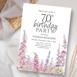 Invitación Púrpura Floral Foxglove 70º cumpleaños