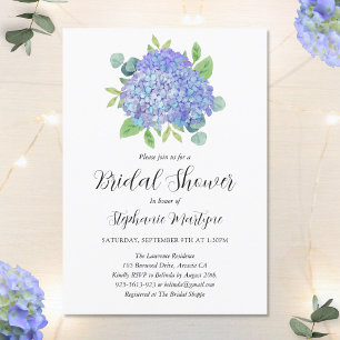 Invitación Púrpura Hydrangea Bouquet Ducha Botánica Bridal
