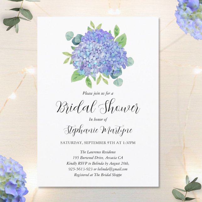 Invitación Púrpura Hydrangea Bouquet Ducha Botánica Bridal (Subido por el creador)