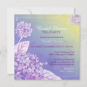 Invitación Púrpura Hydrangeas Bridal Shower Tea Fiesta
