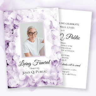 Invitación Púrpura Hydrangeas Watercolor Vida Funeral Fiesta